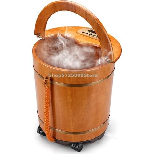 Foot Bath Electric Massage Household Foot Bath Full Automatic Heating Constant Temperature Foot Therapy Artifact Wooden Buc
