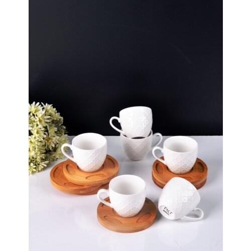 Bamboo Dish 6'Lı Porcelain Coffee cup