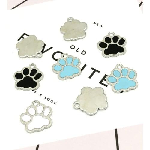 Hot 50pcs High Quality Fashion Enamels Charms Gift Bear Paw Alloy Pendant Bracelet Necklace Jewelry Accessories DIY Crafts 2018