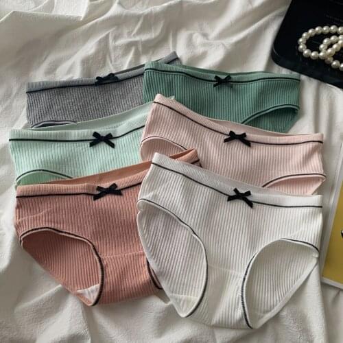 Thread Cotton Mid-waist Womens Panties Seamless Sexy Womens Underwear Cotton Breathable Panty Stretch Ladies Panties Seamless