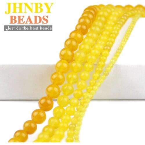 JHNBY AAA Natural Yellow Carnelian Stone Beads 4/6/8/10/12MM Round Loose Beads Handmade Jewelry Bracelet Making Accessories DIY