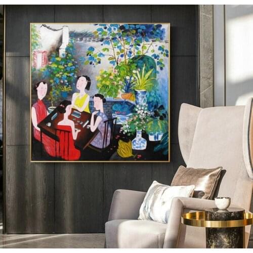Oil Painting on Canvas Hand-painted Chinese Paintings paintings Mahjong for living room wall decoration