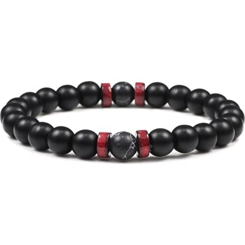 Minimalism Men Bracelet Black Natural Stone Beaded Buddha Strand Bracelets Bangles Yoga Charm Armband Male Jewelry Gift Handmade