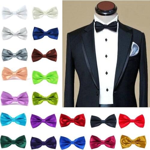 Mens Bowtie Wedding Handkerchief Formal Satin Classic Solid colour bowtie Fashion Square Pocket gift style Bow tie Neckwear New