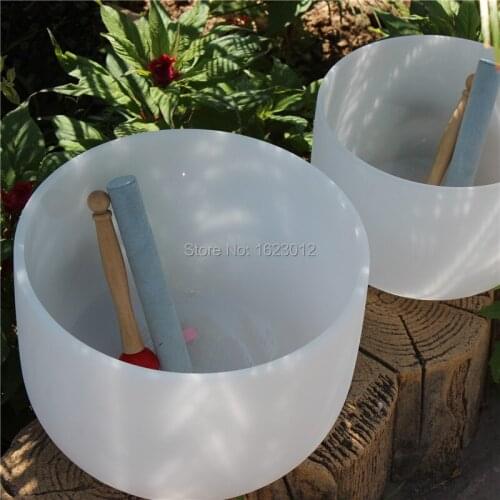 Chakra set 7 pieces 8" Note C/D/E/F/G/A/B Frosted Quartz Crystal Singing Bowl