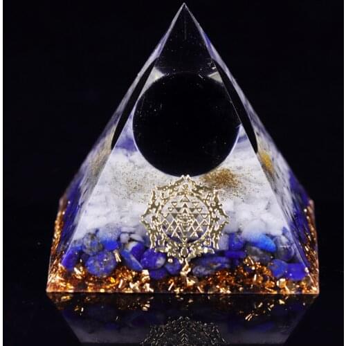 Orgonite Pyramid Lapis Lazuli Sphere With Amethyst Natural Raw Rock Quartz Shimmer Spectrolite Stones Reiki Chakra Jewelry