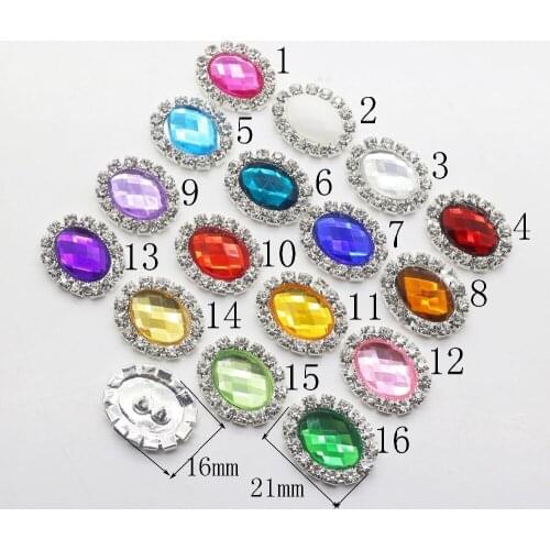 16*21MM Oval Acrylic rhinestone button sewing clothing coats buttons Wedding inviations decorate hair flower center scrapbooking