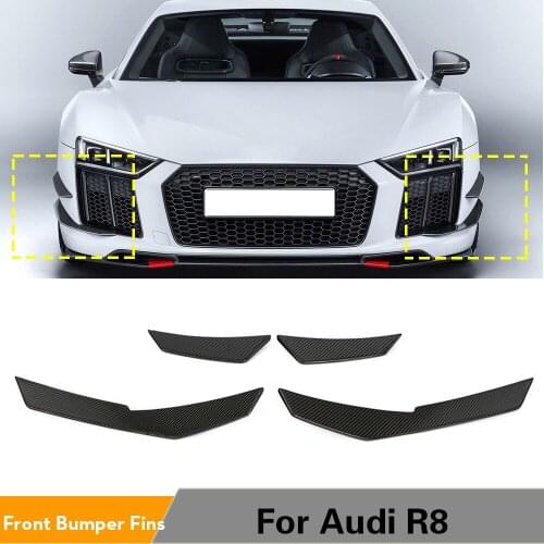 Front Bumper Canards For Audi R8 2016 - 2018 Front Bumper Fins Decoration Carbon Fiber