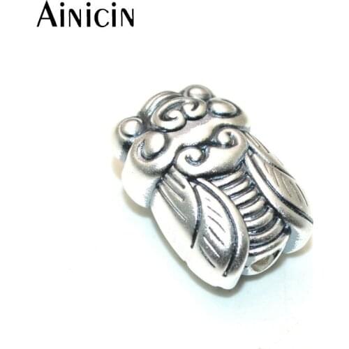 High Quality S999 Silver Stereoscopic Cicada 12x17mm Lifelike Insect 12x17mm DIY Loose Beads 3mm Big Hole For Bracelet Making