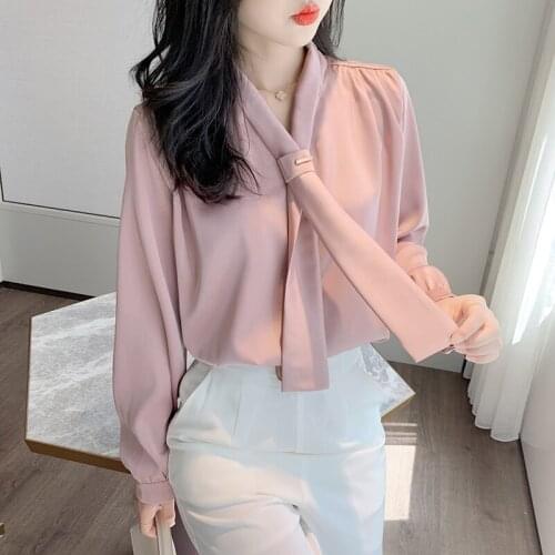 Chikichi Chiffon Shirt 2021 Spring New Fashion Bow Shirt Loose Professional Shirt Women Blouses