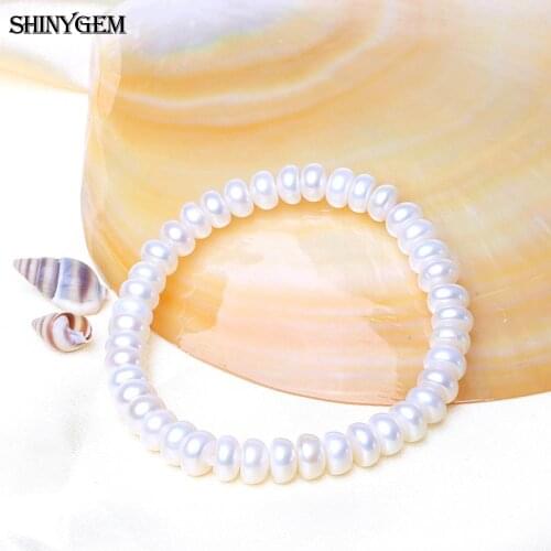ShinyGem Trendy Real White Pearls Women Elastic Rope Bracelet Freshwater Pearl Bracelets & Bangles Women Fashion Jewelry Gift