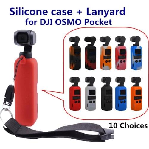 Osmo Pocket Silicone Cover with Strap Soft Silicone Gel Case Cover for DJI OSMO POCKET Anti-Lost Neck Strap Wrist Lanyard