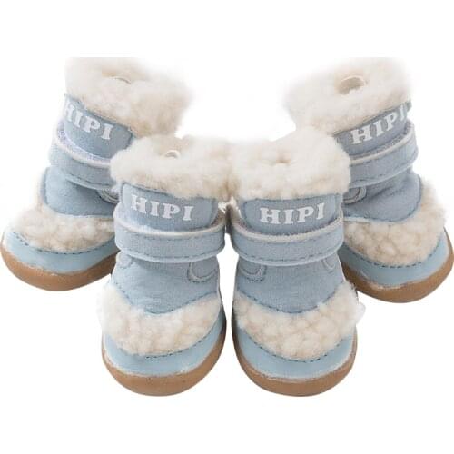 Warm Thick Snow Boots Pet Dog Winter Shoes Pet Chihuahua Pet Warming Shoes Plush Winter Pets Puppy Cats Warm Boots Non-slip Shos