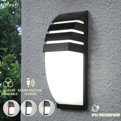 Oreab 10w IP65 Waterproof Outdoor Wall Lamp Motion Sensor Light Control 3 Light Colors Changeable Exterior Landscape Lights 220V