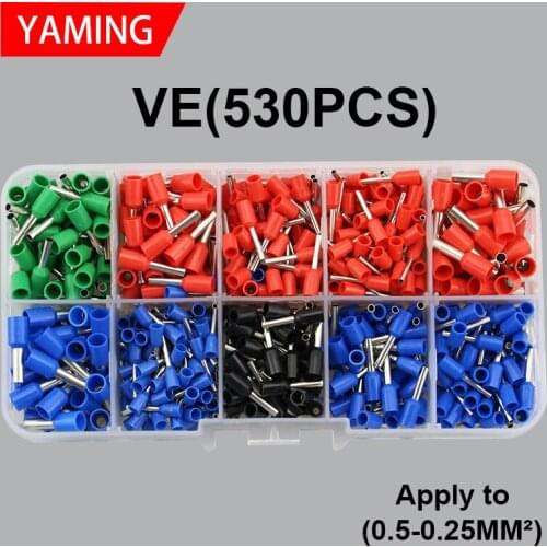 VE0508 E1008 E1508 Pre-insulated Cold-pressed Pin Needle-type Copper Wire Ear Nose Wiring Accessory Terminal Set