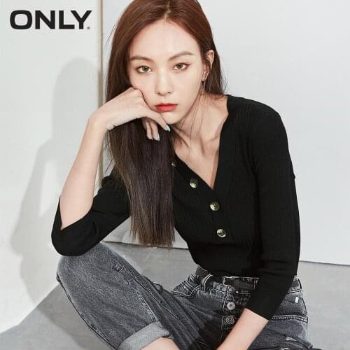 ONLY2020 autumn new casual V-neck slim slimming long-sleeved bottoming sweater women | 120324002
