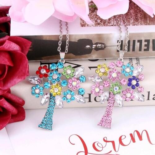 Tree of life Zircon Charm Crystal Vintage Choker Pendants Necklace For Women Crystal Sliver Color Necklaces Fashion Jewelry