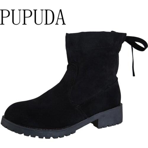 PUPUDA Winter Boots Women Black Casual Platform Boots Women Fashion Ankle Boots For Women Trend Chunky Shoes Female