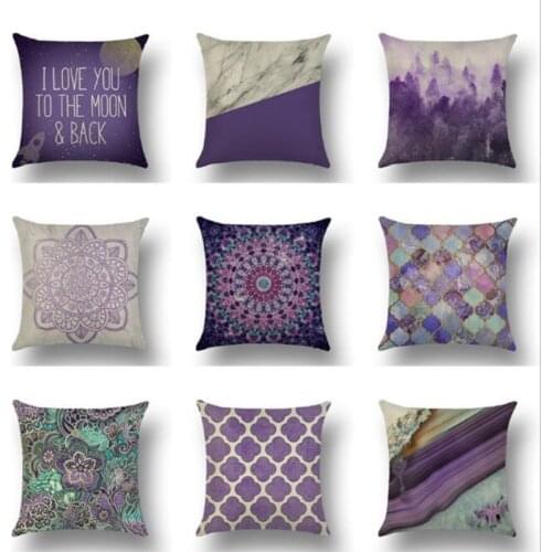 1pcs Purple Color Series Cushion Cover Cotton Linen Throw Pillowcase Car Office Sofa Decorative Pillow Case Romantic Home Decor