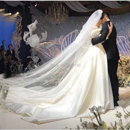 8148boat-neck off-the-shoulder natural A-line floor-length matte satin wedding dresses/gowns 2019 Celebrity Dress free shipping