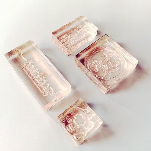 Acrylic Transparent Name Stamp Photo Chop Seal Diary Hand Account Selfie Portrait Stamp Valentines Day Birthday Gift Chop Seal