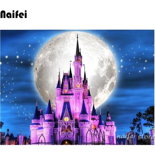 5D Diamond Painting Cross Stitch,Cartoon Castle,Moon,DIY Diamond Embroidery DIY Diamond Mosaic Crystal Rhinestone Pasted Picture