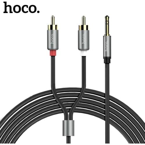 HOCO RCA Audio Cable double lotus RCA Male to 3.5mm Jack to 2 RCA AUX Cable Splitter Cable for Home Theater iPhone Headphone