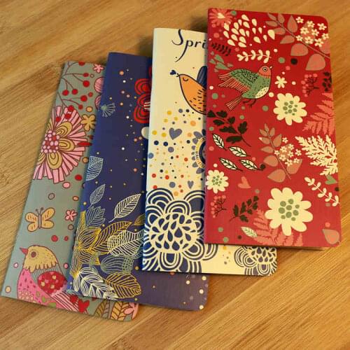 Portable Notebook Birds and Flower Obsessed Memo pad Kraft Paper Diary Book Soft Copybook Office School Student Supplies 6474