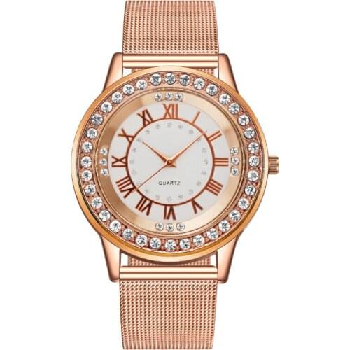 Women Quartz Watches High Quality New Women Casual Stainless Steel Mesh Watchband Rose Gold Clock Ladies Watch Wristwatch
