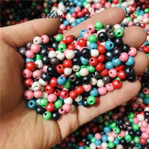 DIY 6/8mm Colorful Wood Beads Round Spacer Charms Pearlized Luster Wooden Balls Pink Blue White 200Pcs/ Lot for Jewelry Making