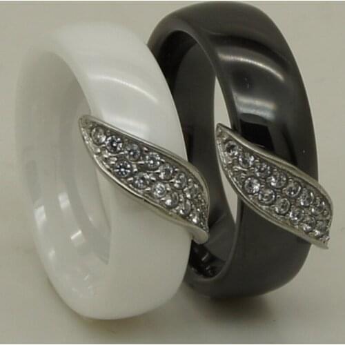 Women/girl 6mm elegant streamline design full cz paved hi tech scratch proof ceramic ring