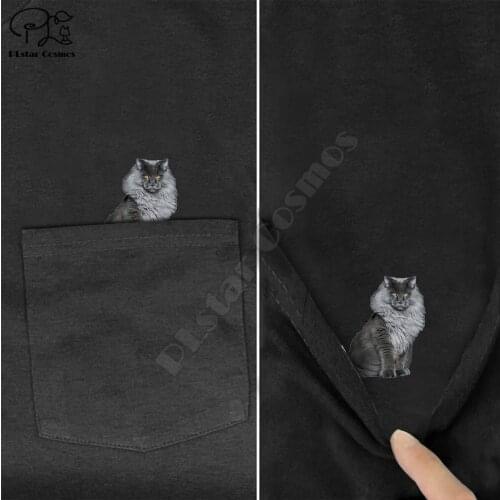 PLstar Cosmos T Shirt Fashion summer pocket Lion cat printed t-shirt mens for women shirts Hip hop tops funny cotton tees