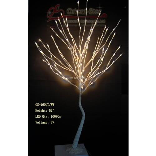 52" Pure White 160LED Willow Tree in 3V Voltage with DC Adaptor Branch Tree Light or Twig Light with Base, Wedding Deco