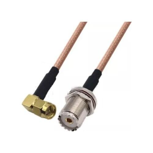 RG142 Cable SMA Male Right Angle To UHF PL259 Female Jack Nut Bulkhead Connector RF Coaxial Jumper Pigtail Cable