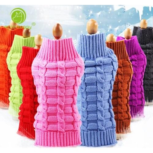 Classic Cable Knit Dog Clothes Small Pet Dog Winter Woolen Sweater Knitwear Puppy Clothing Warm Hemp High Collar Coat Costume