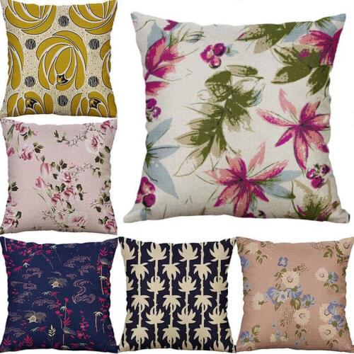 Beautiful Flower Pattern Pillow Case Printing Cotton Linen Home Decor 18" Cushion Cover