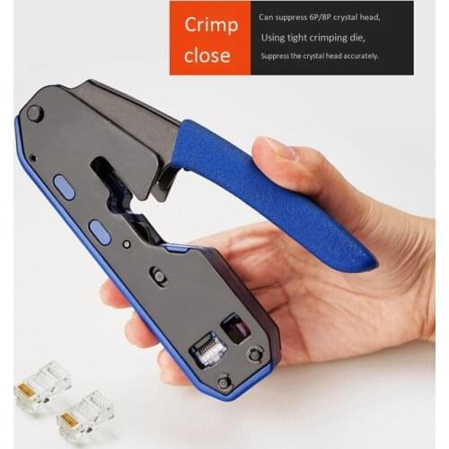 HLZS-Multifunctional Rj45 Crystal Head 8P6P Network Tool with Stripping Squeezing Crimping Network Cable Pliers