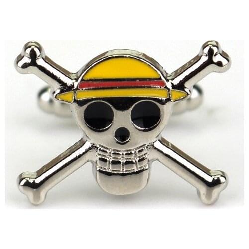 Hot Mens Cuff-link MD Luffy Cosplay Straw Hat Skeleton Sleeve Button Anime Collectibles Daily Punk Style Cuff-link Holiday Gift