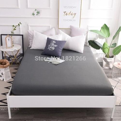 41 100%Cotton Solid Fitted Sheet Mattress Cover With All-around Elastic Band Bed Sheet Bed Linen Pillowcase For Queen King Size