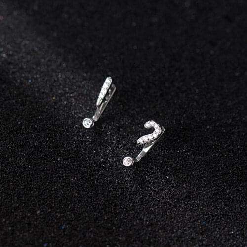 Real 925 Sterling Silver Zircon Asymmetry Stud Earrings For Fashion Women Fine Jewelry Hiphop Minimalist Accessories