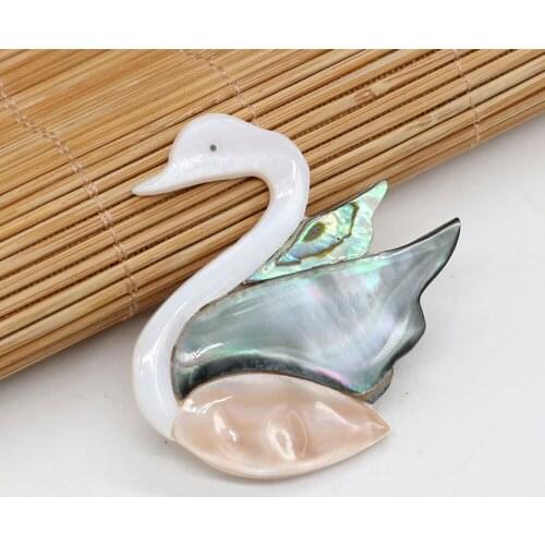 Natural Abalone Shell Pendant Cute Swan Animals Pendant Brooch Charms for Making DIY Jewelry Necklace Exquisite Gift 35x35mm