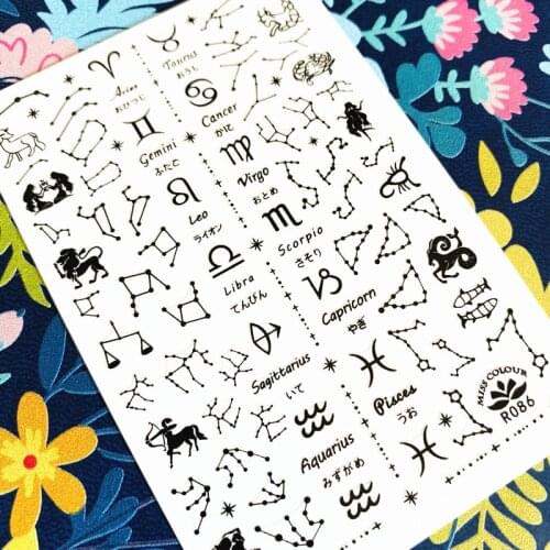 Newest R-086 constellation 3d nail art sticker nail decal stamping export japan designs With adhesive