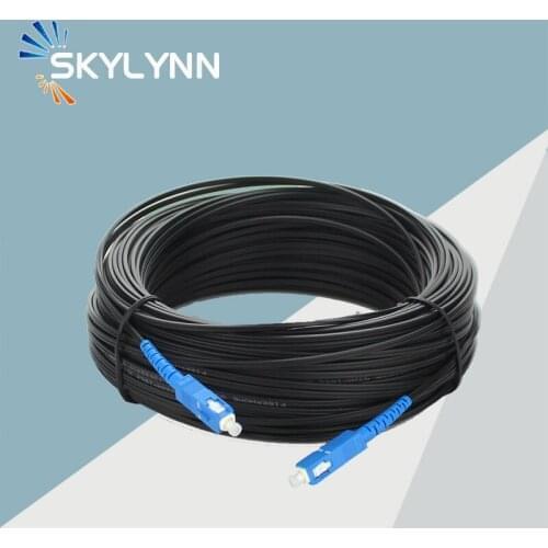 100 Meter SC/UPC-SC/UPC Single Mode Single Core Black Outdoor Fiber Optic Drop Cable Patch Cord For FTTH With Still Wire