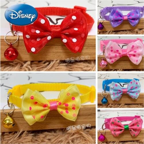 Disney Dog Bow Knot Collar Cat Bell Collar Cute Bow Tie Small Dog Teddy Pet Decorative Flower Colla Dog Supplies