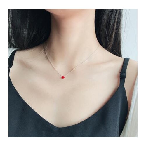 Bohemian Romantic Silver Color Red Heart Necklaces For Women Trendy Long Charm Necklaces Statement Jewelry Collares