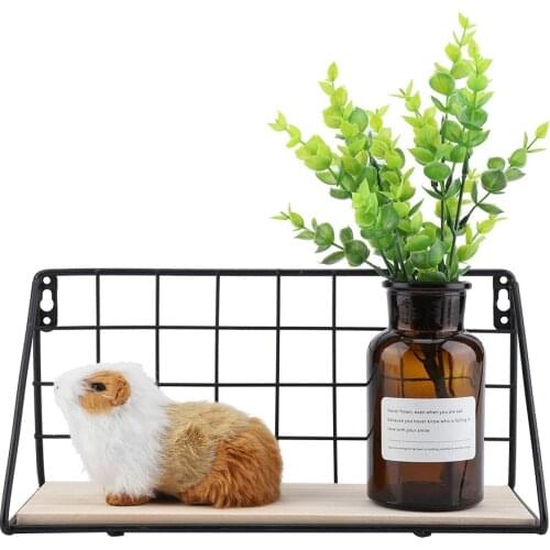 Floating Wall Mounted Storage Rack Metal + Wood Shelf Bathroom Kitchen Racks Organizers Shelves Holder Home Decor Decal