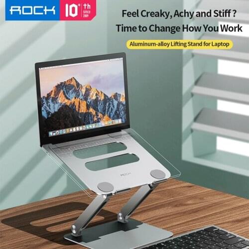ROCK Aluminum-alloy Lifting Stand For Laptop Foldable Desktop Holder For Notebook Macbook Pro Air for iPad Pro Air MateBook