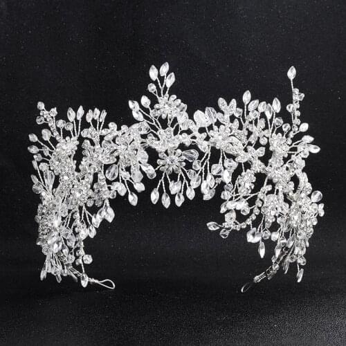 SLBRIDAL Handmade Luxury Wired Crystal Rhinestones Wedding Tiara Headband Bridal Bridesmaids Hair Accessories Women Jewelry