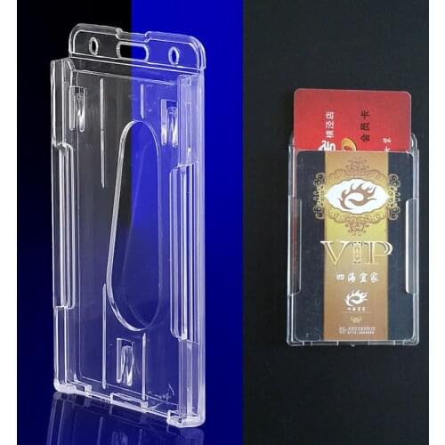 Transparent Double Card & ID Holder Acrylic Plastic ID Badge Bank Card Business Case Clear Credit Cards Protector Cover