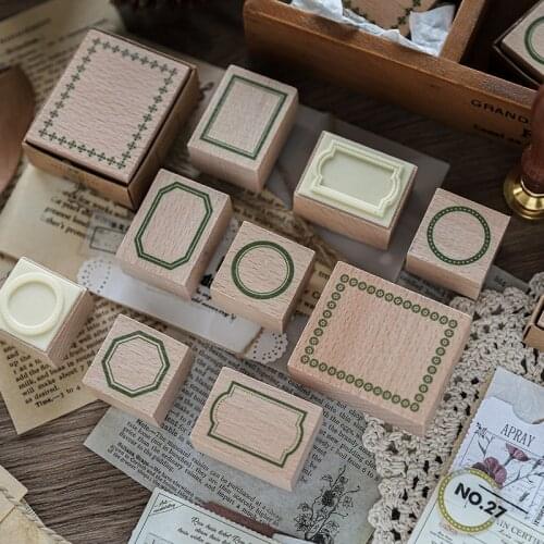 Vintage Basic Frame Label Stamp DIY Wooden Rubber Stamps For Scrapbooking Stationery Scrapbooking Standard Stamp